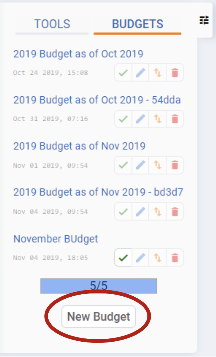 Building a new budget Screenshot