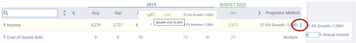 Projection Methods drop down Screenshot